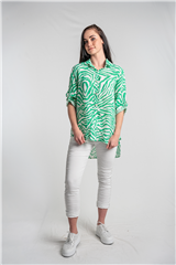 MADE IN ITALY GREEN ZEBRA BLOUSE