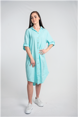 MADE IN ITALY LIGHT BLUE LINEN DRESS 