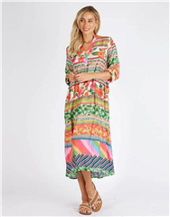 LULALIFE MULTI PALMER MIDI DRESS 
