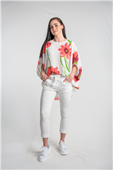 MADE IN ITALY WHITE FLOWER PRINT TOP
