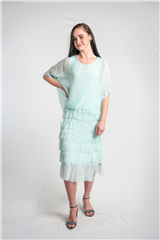 MADE IN ITALY MINT FRILL LAYERED DRESS
