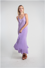 MADE IN ITALY LIGHT PURPLE COTTON LONG DRESS