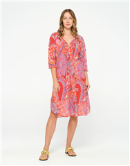 ONESEASON BRAZIL CORAL MULTI  MIDDY POPPY DRESS