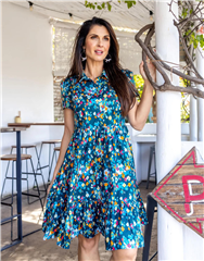 WILLOW BLUE MULTI SICILY DRESS