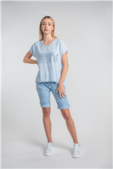 MADE IN ITALY BLUE SILVER PRINT TOP