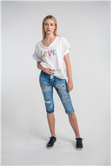 MADE IN ITALY WHITE LOVE PRINTED TOP 