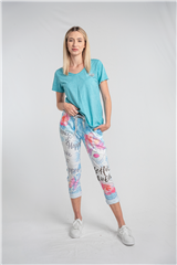 MADE IN ITALY BLUE MULTI BUTTERFLY PRINTED PANTS 