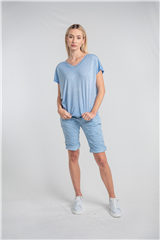 MADE IN ITALY BLUE SILVER NECKLINE TOP