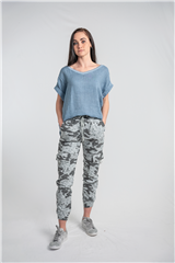 MADE IN ITALY BLUE STRIPPED NECKLINE TOP 
