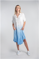 MADE IN ITALY WHITE BLUE TIE-DYE DRESS