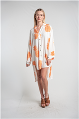 MADE IN ITALY OFF WHITE AND ORANGE PINEAPPLE DRESS