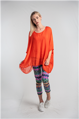 MADE IN ITALY ORANGE BATWING TOP 
