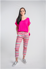 MADE IN ITALY PINK PATTERN PRINTED PANTS 