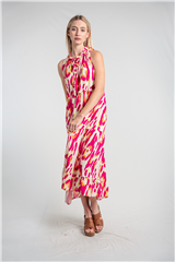 MADE IN ITALY PINK MULTI LONG DRESS