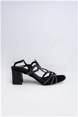 JOLIE HEEL BLACK DIAMANTE SANDALS 