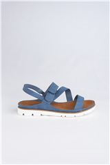 JOLIE DENIM SANDAL WITH VELCRO CROSSOVER 