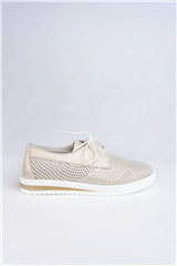 JOLIE GOLD LACE-UP LEATHER SNEAKERS
