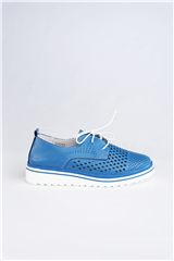 JOLIE BLUE LEATHER LACE-UP SNEAKERS