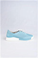 JOLIE LIGHT BLUE LEATHER LACE-UP SNEAKERS