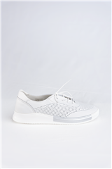 JOLIE WHITE LEATHER LACE-UP SNEAKER