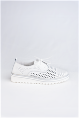 JOLIE WHITE LEATHER LACE-UP FLATFORM