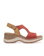 PAULA URBAN RED CURVED WEDGE CUT-OUTS SANDAL