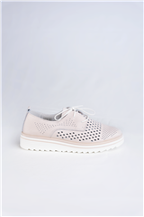 JOLIE PINK LEATHER LACE-UP FLATFORM