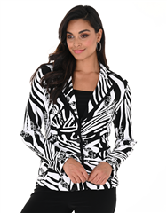 FRANK LYMAN BLACK AND WHITE KNIT BLAZER