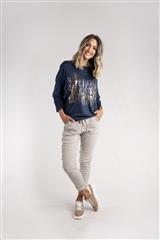 MADE IN ITALY NAVY GOLD PRINT SWEATER NAVY