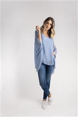 MADE IN ITALY LIGHT BLUE BATWING TOP