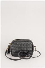 ITALIAN BLACK WOVEN LEATHER BAG 