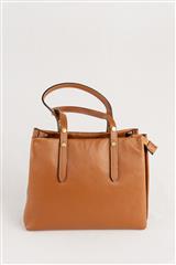 ITALIAN BROWN SQUARE LEATHER HANDBAG 