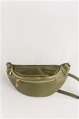 ITALIAN OLIVE LEATHER MOON BAG