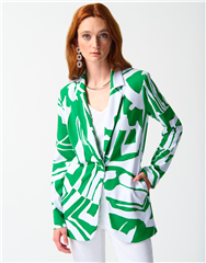 JOSEPH RIBKOFF GREEN VANILLA PALM PRINT BLAZER