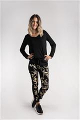 MADE IN ITALY BLACK GOLD PRINT PANTS