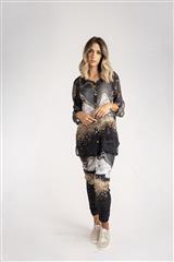 MADE IN ITALY BLACK MULTI ABSTRACT BLOUSE 