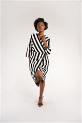 ROSELLA BLACK & WHITE STRIPED DRESS 