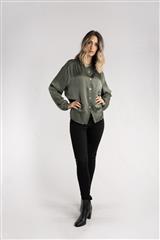 MADE IN ITALY OLIVE BUTTON BLOUSE