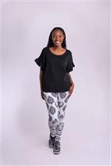 MADE IN ITALY BLACK FRILLED SLEEVE TOP