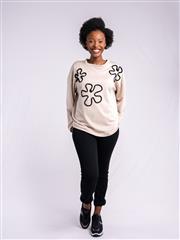 MADE IN ITALY BEIGE BLACK FLOWERS TRACK TOP 