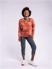 MADE IN ITALY CORAL WHITE KNIT TOP 