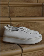 JOLIE WHITE LEATHER STITCH SNEAKER 