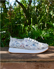 JOLIE WHITE MULTI FLORAL LEATHER SNEAKER 