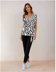 GERRY WEBER WHITE GEO PRINT TIE HEM T-SHIRT 