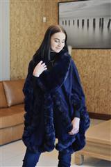 JOLIE NAVY FLUFFY PONCHO 