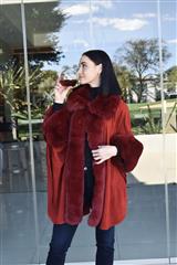 JOLIE BURGUNDY FLUFFY CUFFS PONCHO