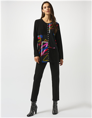 JOSEPH RIBKOFF BLACK MULTI LONG SLEEVE TUNIC