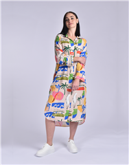 JOLIE BEIGE MULTI KAYLA DRESS