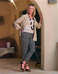 ROBELL BLACK BEIGE BELLA TROUSER