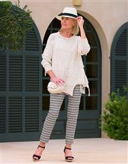 ROBELL BLACK BEIGE ROSE TROUSER 